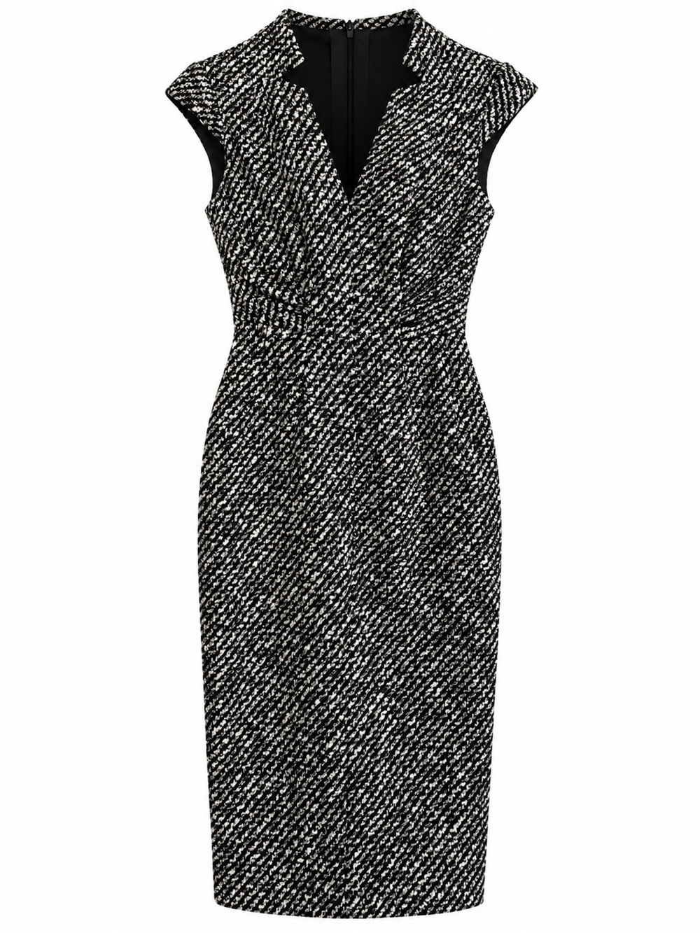 Karen Millen Black and White Tweed-Effect Sheath Dress